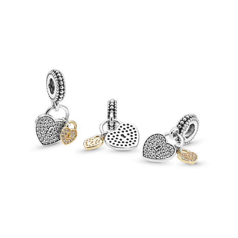 Pandora Australia Love Locks Dangle Charm - Two Tone | JESNBF390